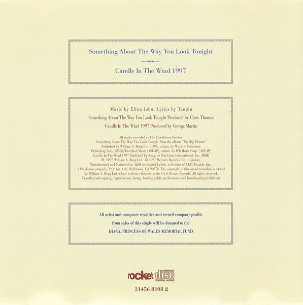 USED - Elton John - Something About The Way You Look Tonight / Candle In The Wind 1997 (CD) - Vyle Vinyl