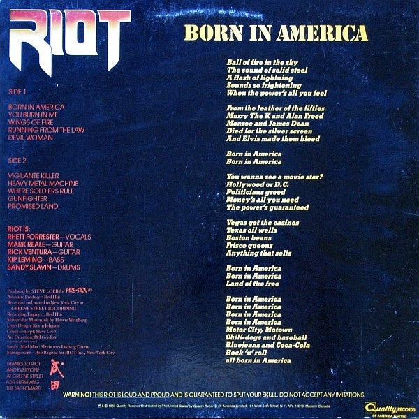 Riot - Born In America