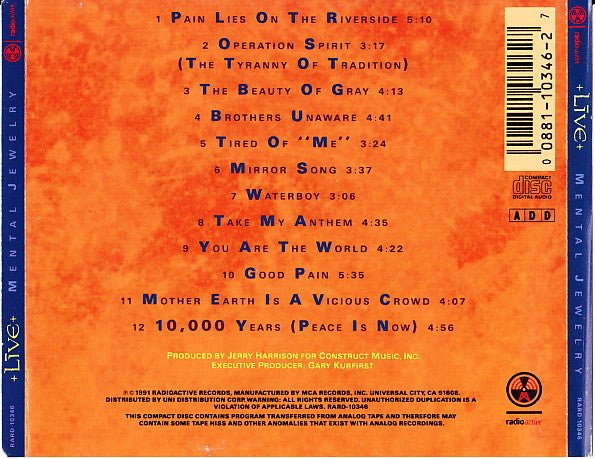 USED - Live - Mental Jewelry (CD) - Vyle Vinyl